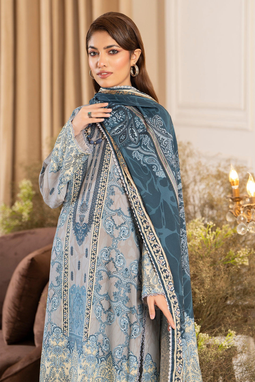 VOL-2 Digital Printed Linen 3 Piece Unstitched Winter 2024 Collection - Jacquard Clothing