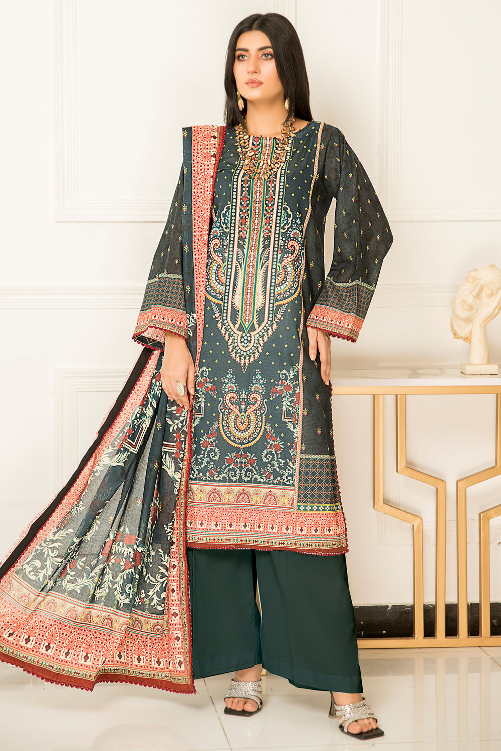 New Arrivals digital printed lawn 3piece unstitched suits by jacquard clothing 