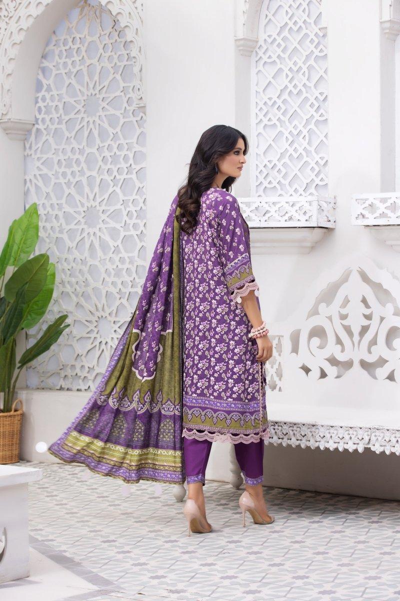 3 PCS UNSTITCHED-DIGITAL PRINTED EMBROIDERED VISCOSE SUIT - Jacquard Clothing