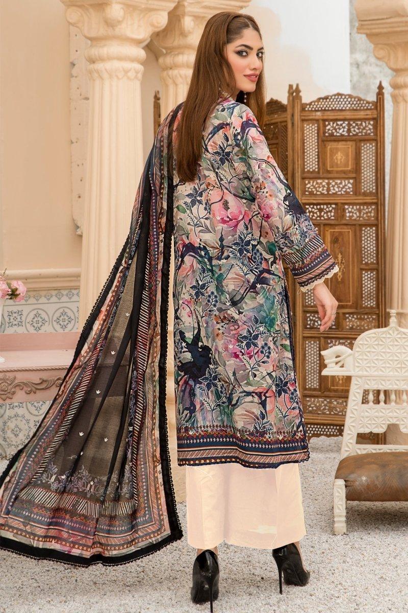 3 Piece Unstitched Beige Lawn - Jacquard Clothing