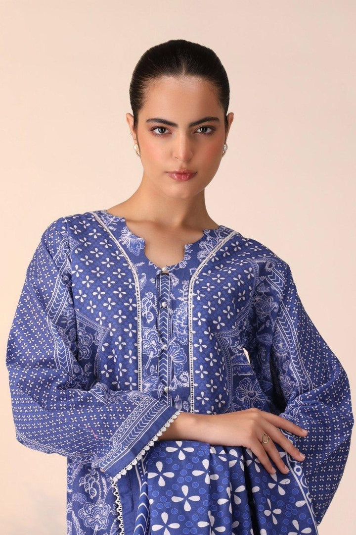 3 Piece Unstitched Chic Blue Khaddar - Jacquard Clothing