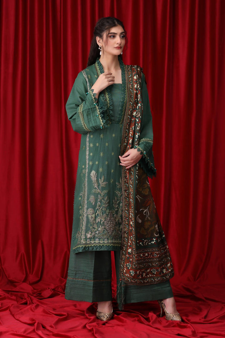 3 Piece Green Unstitched Khaddar - IM24SIGN1-S8 - Jacquard Clothing