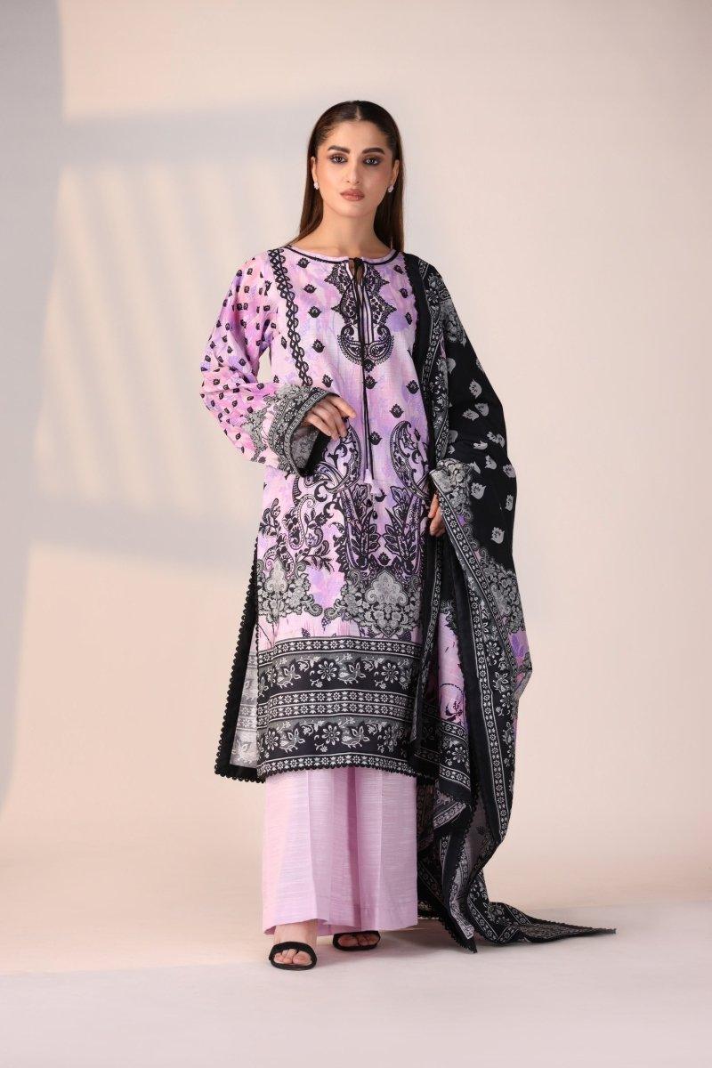 3 Piece Unstitched Lavender Khaddar - Jacquard Clothing