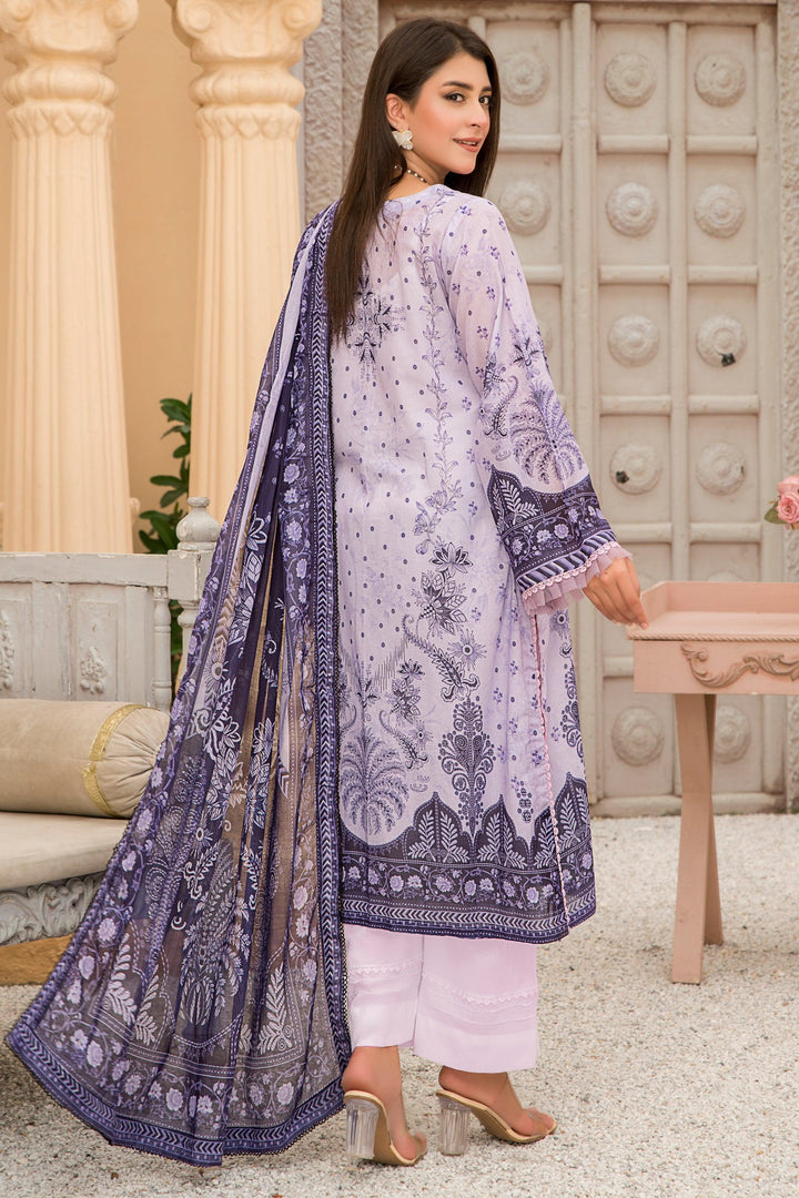 3 Piece Unstitched Purple Lawn - Jacquard Clothing