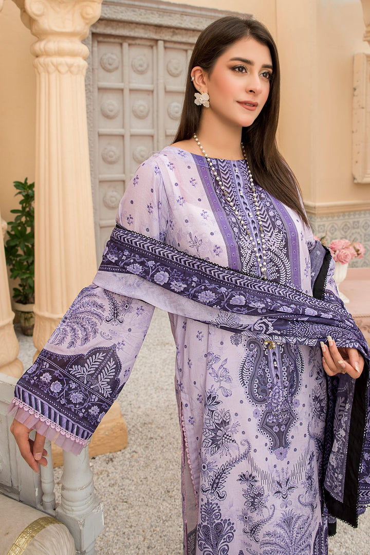 3 Piece Unstitched Purple Lawn - Jacquard Clothing