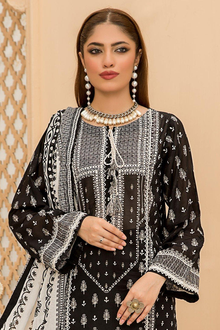 Chic Black Unstitched 3 Piece Lawn - Jacquard Clothing