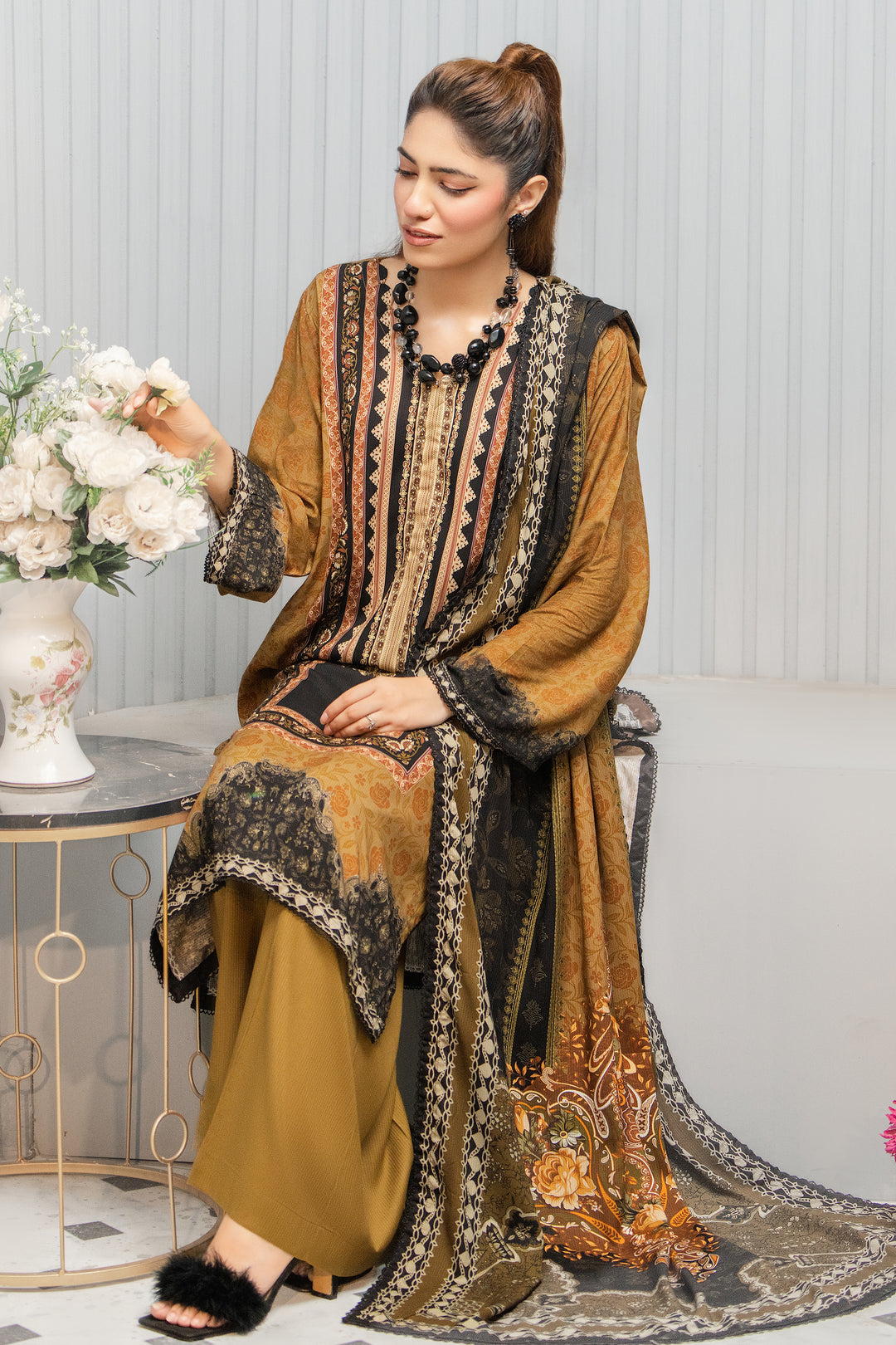 Winter 2024 New Arrivals 3Piece Unstitched Printed Linen Suits by Jacquard Clothing