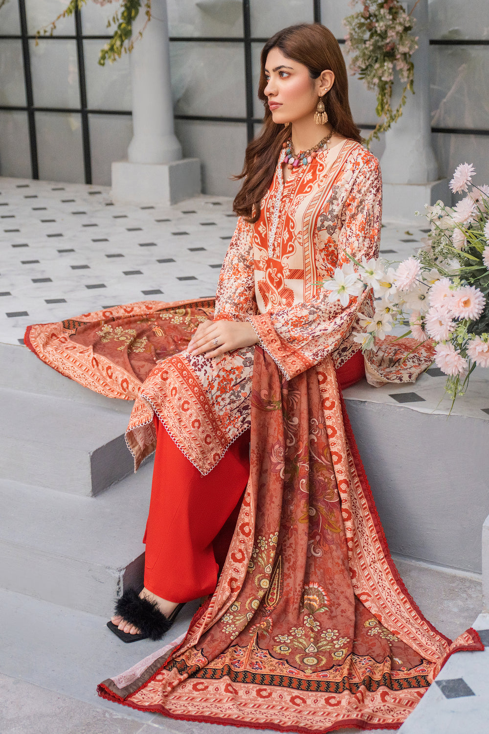 Winter 2024 New Arrivals 3Piece Unstitched Printed Linen Suits by Jacquard Clothing